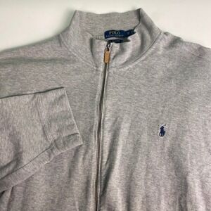 Polo Ralph Lauren Mens XL Quarter Zip Jacket Gray Heathered Cotton